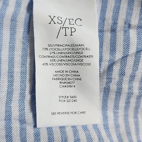 CAbi Style #5600 Windward Reversible Striped Nautical Linen Blend Top, XS - Picture 11 of 13